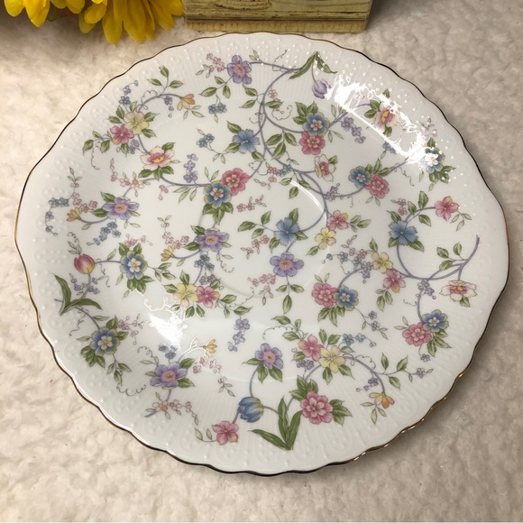 Vintage “Andrea” Floral Chintz w/Gold Trim By Sadek 3pc Party Server - Picture 4 of 16